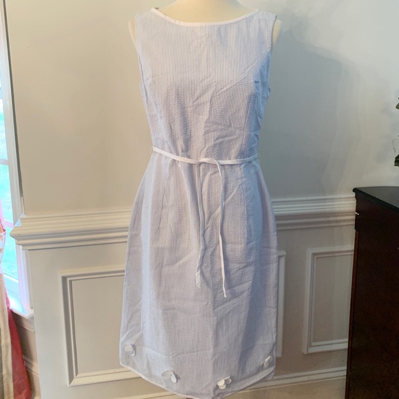 Searsucker Blue/White Size 8 Cotton Dress - Picture 1 of 6